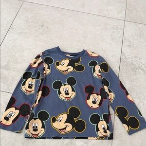 Disney Multicolor Mickey Faces Navy Long Sleeve Tee